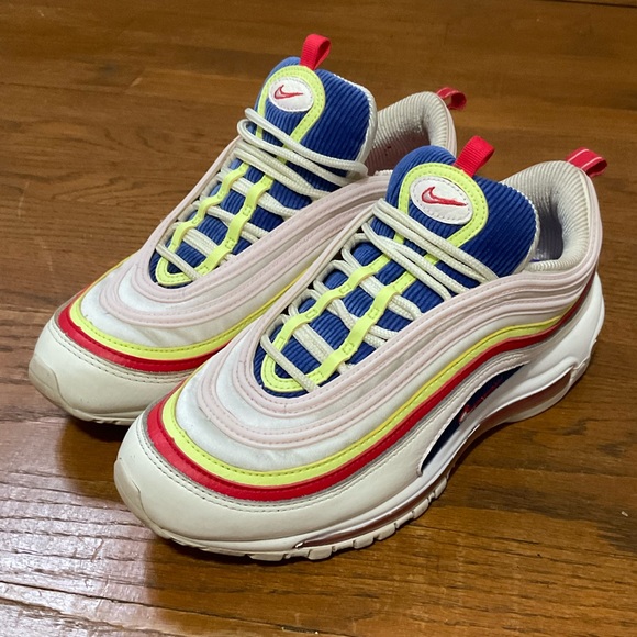 Shoes - Nike Air Max 97 Corduroy Sail Volt Glow Arctic Pink Red. Good Cond. Women’s 8.5
